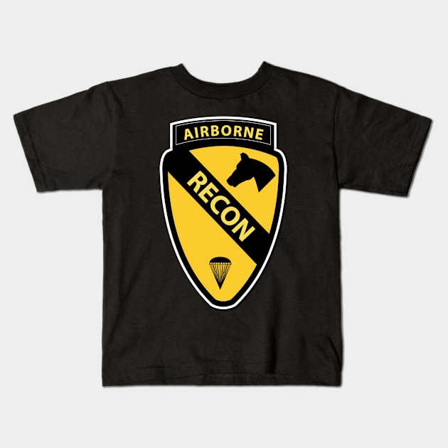 1st  Cav - Recon w Abn Tab Kids T-Shirt by twix123844